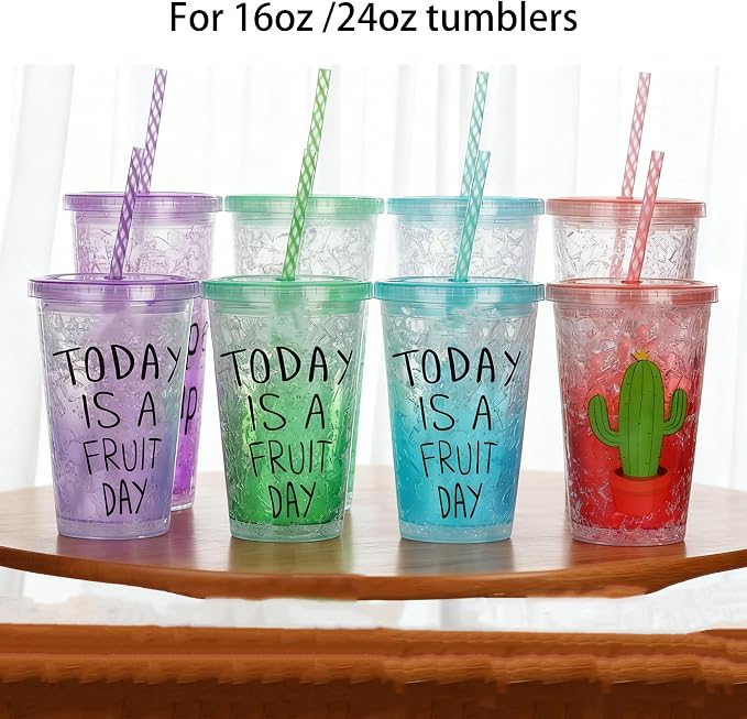 Dakoufish 12 Pcs Reusable Plastic Straws With 1 Cleaner Brushes - For Stanley14oz,20oz Tumblers,Yeti, Starbucks Cups,Simple,RTIC,Hydro Flask Mugs & More (9 Inch 20oz Replacement Straws)
