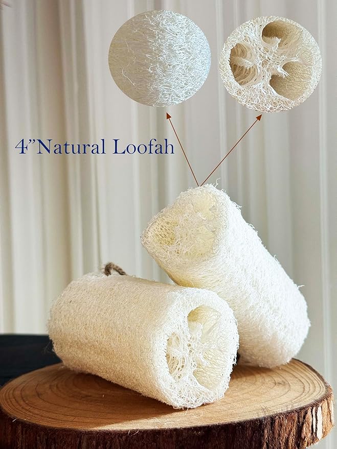 4" Plant Sponge 100% Natural Loofah Dish Sponges, Natural Dishwashing Sponges for Kitchen, Kitchen Scrubber Loofahs - 24 Pack