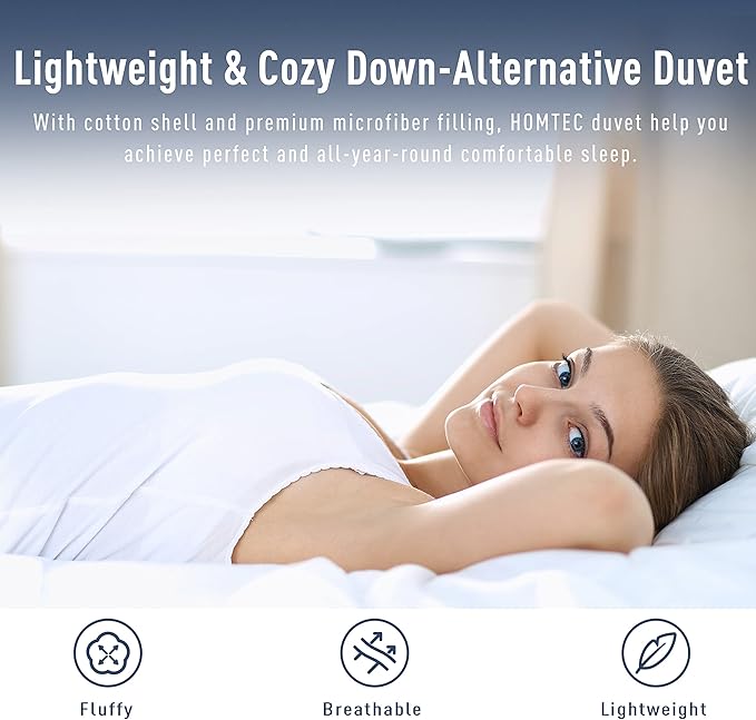 Duvet Insert Cotton Comforter California King Size White Down Alternative Fill 100% Cotton Shell Quilted Fluffy Comforter Lightweight All Season 8 Corner Tabs Durable Breathable Noiseless