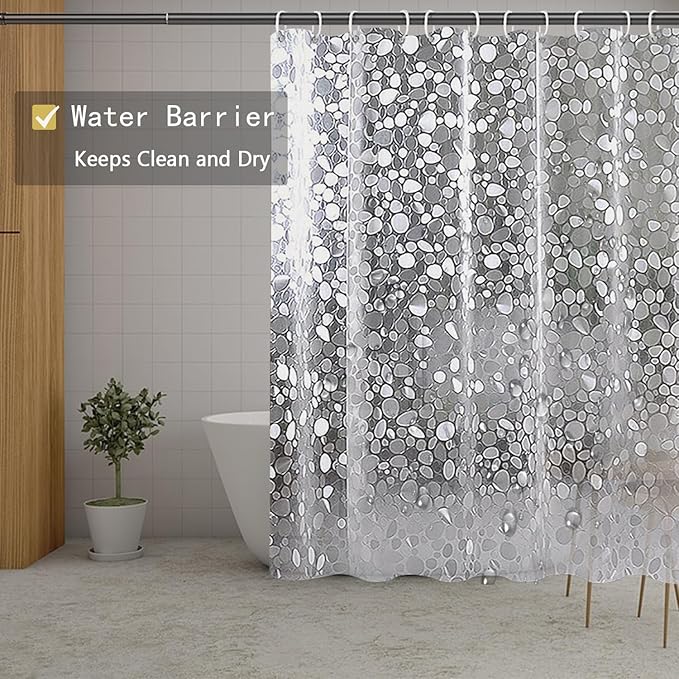 Shower Curtain Liner, Waterproof EVA 3D Shower Curtains with Duty Heavy Bottom Magnets and Rust Proof Grommets, Weighted Shower Liner for Shower Stall, Bathtubs