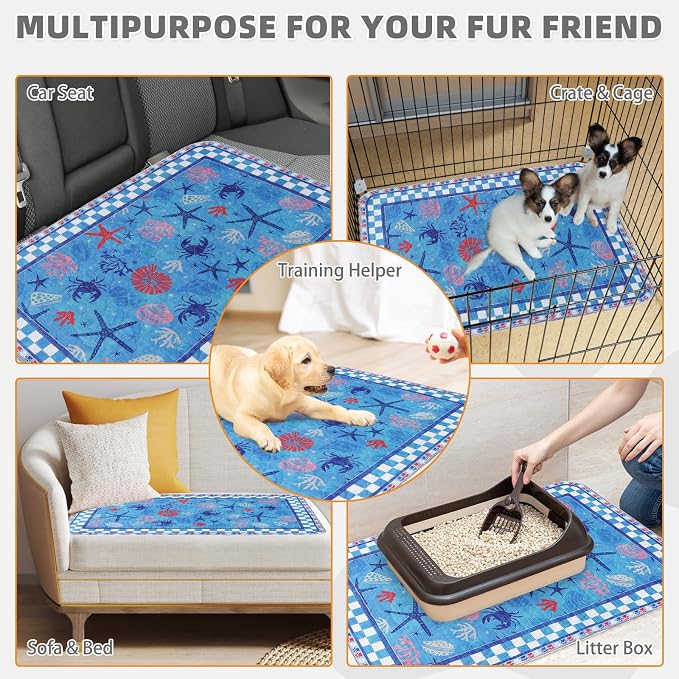 KOOLTAIL Summer Washable Pee Pads for Dogs, 2 Pack Super Absorbent Reusable Puppy Training Pads Waterproof, Nonslip & Leak-Proof Dog Pee Pads,Large Pet Mats Whelping Pads for Floor,Crate,Couch,24"x36"