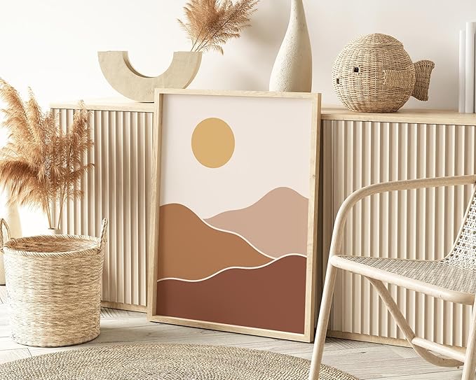Y2K BOO Organic Abstract Shapes UNFRAMED Wall Art Minimalist Botanical Silhouette Earth Tones Terracotta Mid Century Modern 24x36 Inch Heavyweight Paper Studio Decor