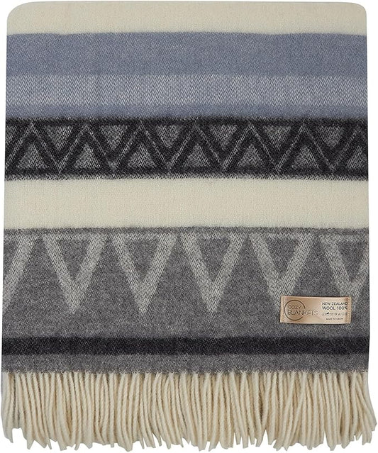 | Wool Blanket/Throw | 100% New Zealand Wool | Perfect for Home and Outdoors | Virgin Wool Throw with Fringes 67"x79" (170 x 200 cm)
