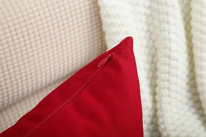 TangDepot 100% Cotton Solid Throw Pillow Cover 18x18 Christmas Red | 100% cotton, same-color zip, machine wash & air dry. For living room, bedroom, office, car. 42 colors, 227 sizes. Cover only.