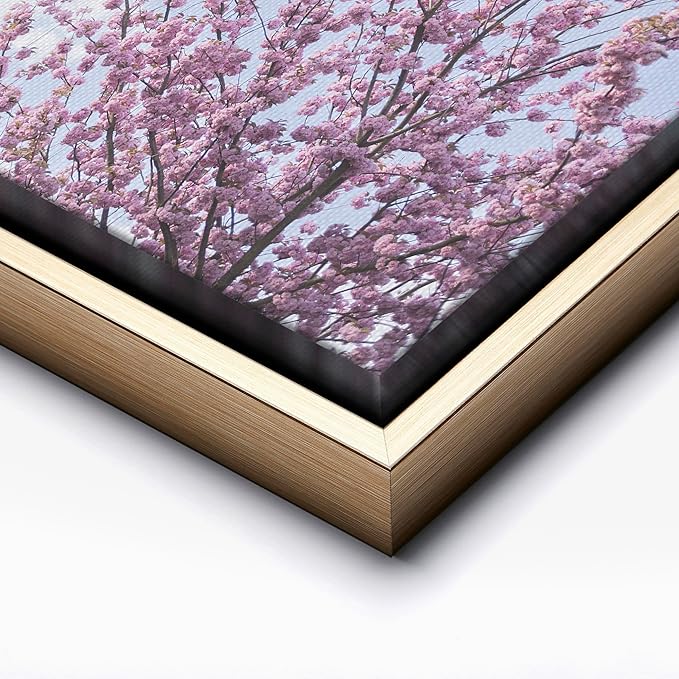 Monem Art Cherry Blossom Spring Sky Photography Print - Floral Nature Art Poster - Wall Decor for Living Room, Bedroom or Office - 24x32 Silver Framed CANVAS Wall Art by Mareike Bohmer