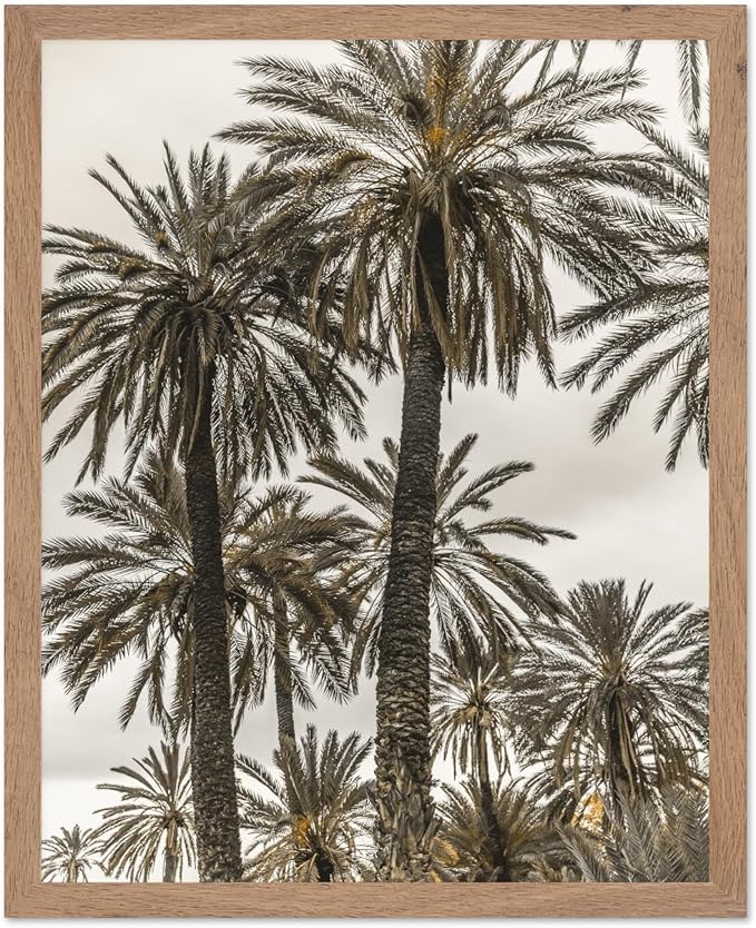 Monem Art Vintage Palm Tree Photography Print - Minimalist Tropical Landscape Poster - Wall Decor for Living Room, Bedroom or Office - 8x10 Beige Framed Wall Art by Mareike Bohmer