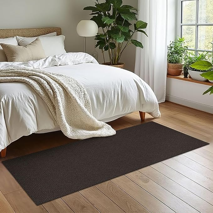 EARTHALL Washable Runner Rug 2x6 Ft Non Slip Runners for Hallways Cotton Rubber Backed Kitchen Runner Braided Indoor Floor Carpet Runners for Entryway, Hallway, Kitchen, Bedroom, Taupe/Coffee