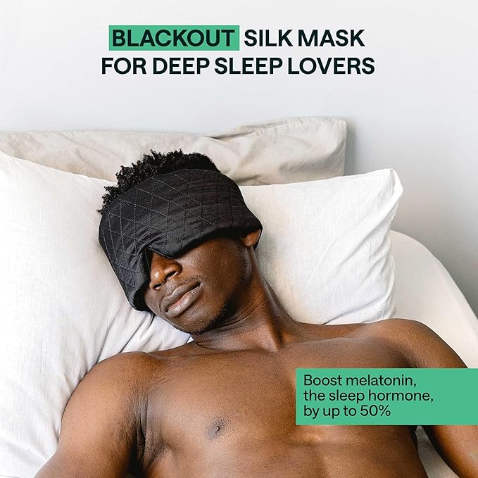 100% Mulberry Silk Sleep Mask – Total Blackout Eye Mask for Sleeping, Adjustable No-Snag Velcro Strap, Lightweight & Gentle on Skin & Hair, Travel-Ready – Mothers Day Gift for Mom & Wife