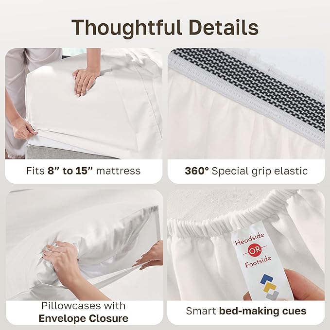 California Design Den Pack of 2 King Size Sheets Set - 100% Organic Cotton Bedsheets, Crisp and Breathable Percale Feel, Deep Pockets, Lightweight Bedding Set - True Ivory