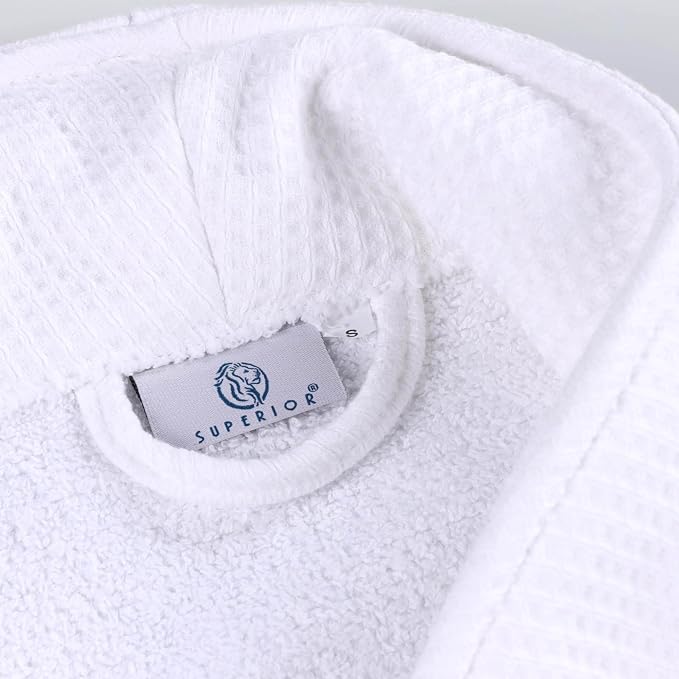 Superior Waffle Weave Cotton Unisex Bathrobe with Belt, Soft and Absorbent Robe for Men and Women Bath Essentials Robes
