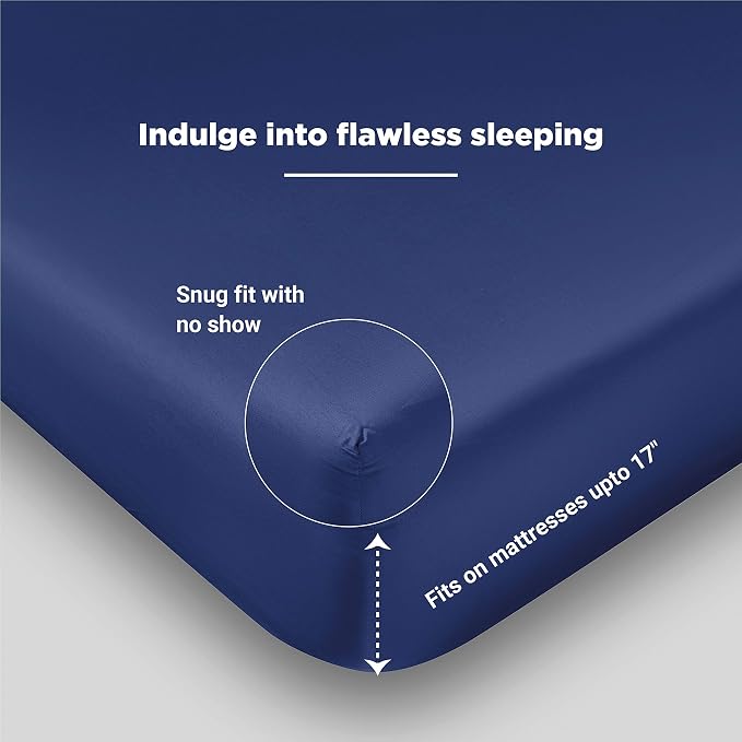 FABDREAMS 100% Organic Cotton King Sheet Set | 400 Thread Count | Luxury Hotel Collection|GOTS Certified Premium Long Staple Cotton|Elasticised 17" Deep Pockets|Smoother than Egyptian Cotton|Dark Blue