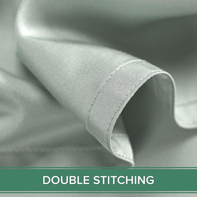 Pure Bamboo Split King Sheets, Genuine 100% Organic Viscose Derived from Bamboo Bed Sheet Set, Soft & Cooling, Double Stitching, 2 Fitted Sheets (Split King, Sea Glass)