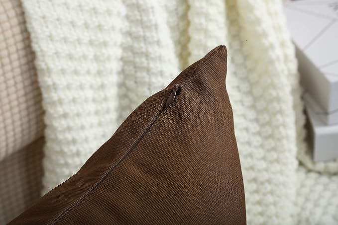 TangDepot Handmade Decorative Solid 100% Cotton Canvas Throw Pillow Covers/Cushion Covers, 45 Colors Available - (16" x16" , Coffee, 2 Count (Pack of 1)) | 100% cotton, same-color zip, machine wash & air dry. For living room, bedroom, office, car. 42 c...
