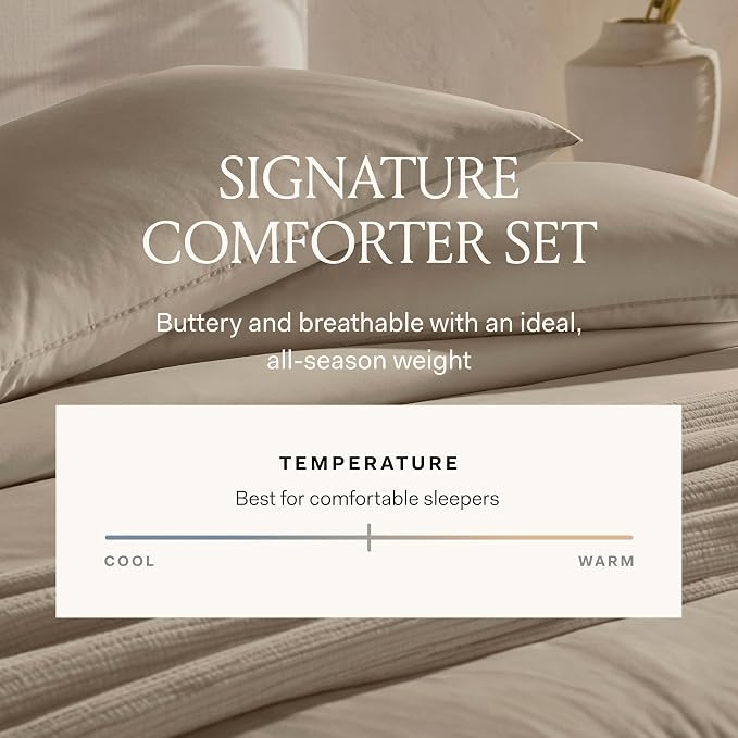 BOLL & BRANCH Signature Comforter Set - King/Cal King, Sageleaf - Duvet Insert and Cover in One Layer - Luxury Organic Cotton, Down Alternative, Hypoallergenic, All-Season - 1 Comforter and 2 Shams