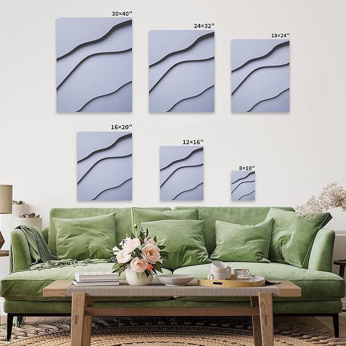 Monem Art Minimalist White Paper Waves Print - Abstract Scandinavian Texture Poster - Wall Decor for Living Room, Bedroom or Office - 18x24 STRETCHED CANVAS Wall Art by Mareike Bohmer
