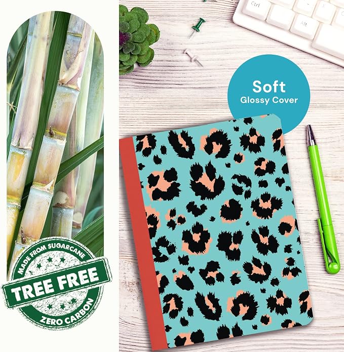 Composition Notebook, Sewn Eco-Friendly & Carbon Neutral Tree Free Paper Composition Book, 7.5” x 9.75”, 100 Sheets (Funky Snake)