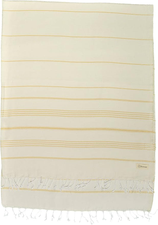 Bersuse Towels Anatolia XL Beach Blanket Throw Blanket Turkish Towel 100% Cotton Extra-Large Quick-Dry Lightweight Premium Peshtemal Towel - 61x82 Inches, Natural Gold (Set of 6)