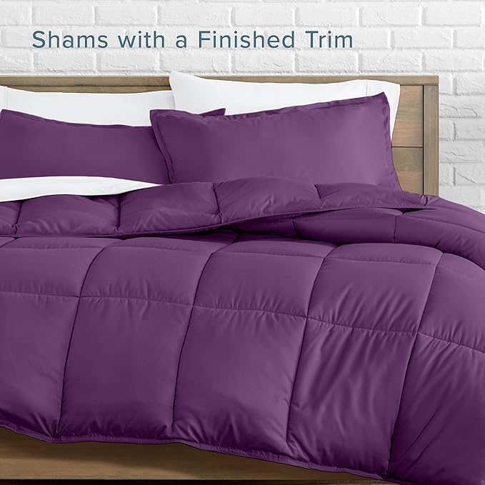 Bare Home Comforter Set - Twin/Twin Extra Long Size - Ultra-Soft - Goose Down Alternative - Premium 1800 Series - All Season Warmth (Twin/Twin XL, Plum)