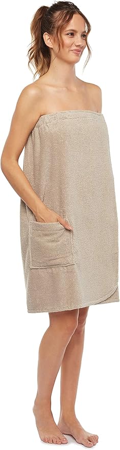 Arus Women's Bathrobe GOTS Certified Organic 100% Turkish Terry Cotton Robe Adjustable Closure Bath Wrap