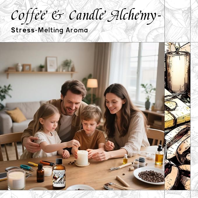 HIQILI Coffee Fragrance Oil for Candle Making & Diffusers Use - 1 Fl Oz | for Scent Humidifier, Perfect for Soap, Body Scrubs & Perfume Making, New Car & Home - 30 ML