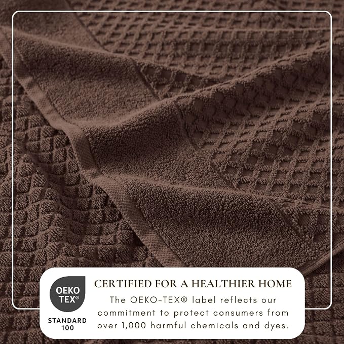 Great Bay Home Hand Towels - 100% Cotton 6 Pack 26x16 Hand Towel Set - Absorbent, Durable, Quick-Dry Towels for Bathroom (Chocolate)