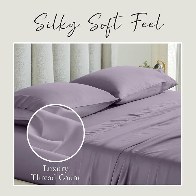 KARISSA MAE Pure Viscose from Bamboo Queen Size Pillowcase Set | 100% FSC Certified | Luxuriously Soft | Cooling | [Plum]