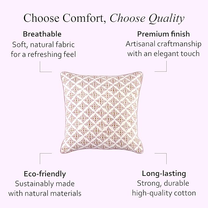 CPC Throw Piping Pillow Covers for Couch, 24x24 Inch Pillows for Living Room, 100% Cotton Boho Cute Outdoor Pillows, Flower Cushion Covers Gift for Spring, Easter - Vintage Damask Rose