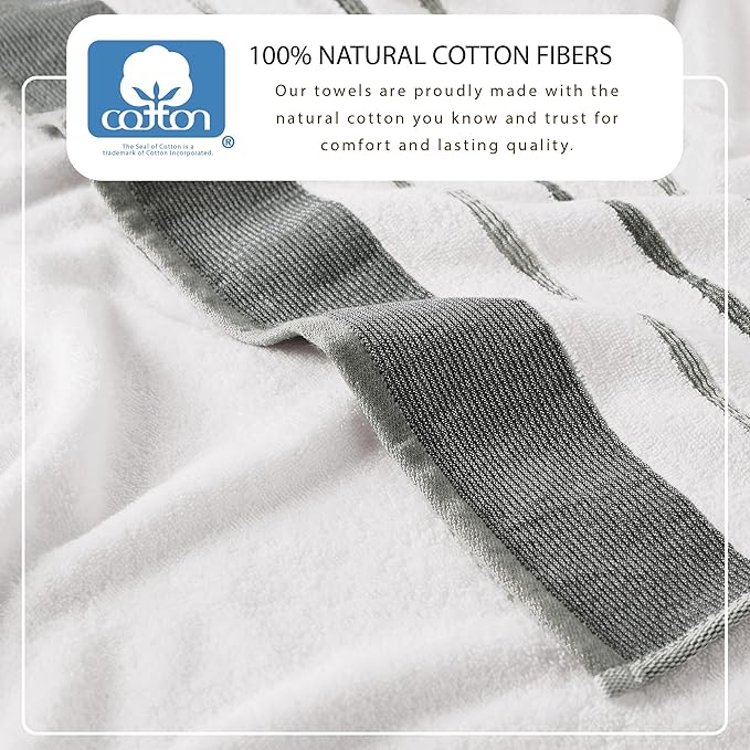 Great Bay Home Decorative Bath Towel Set - Luxury Cotton 6 Piece Towel Set - Luxurious, Ultra-Soft, Durable Towels for Bathroom Decor (Dark Grey/Light Grey)
