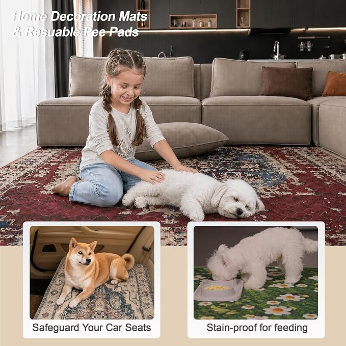 Washable Pee Pads for Dogs, Reusable Puppy Potty Training Pads, Ultra-Absorbent Thick Waterproof Leak-Proof Non-Slip Pads & Mat for Crate, Playpen, Floor, Whelping & Housebreaking , 2 Pack 18"x24"