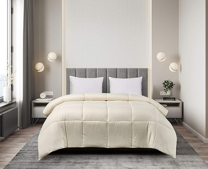 Blue Ridge Home Fashions Microfiber Light Weight Solid Down Alternative All Season Comforter-Hypoallergenic Polyester Fill, Twin, Ivory