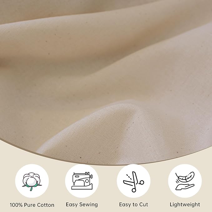 Simple&Opulence 100% Cotton Muslin Fabric, 59" inch Wide Soft, Breathable, and Muslin Linen Fabric Versatile Material for Sewing, Crafts, and Home Decor (Natural Unbleached, 10 Yard)