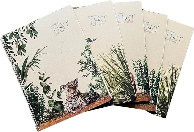 Spiral Lined Notepad with Perforated Edges - 8.7x11.5 Inches, No Tree Used, Sugarcane Fiber - Unbleached, Assorted Covers for School, Office & Writing (5 Pack)
