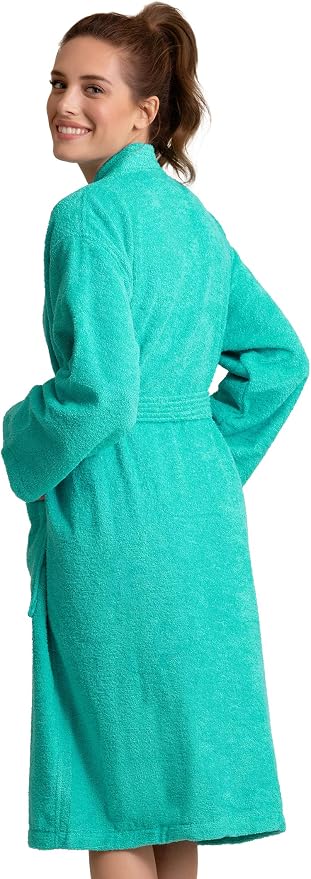 Women's Turkish Terry Kimono Style Bathrobe - 100% Cotton Robe for Women - Comfortable & Absorbent - Soft & Cozy Wear