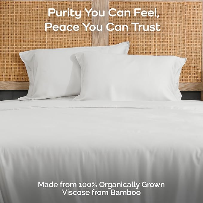 Pillow Cases Queen Size Set of 2 Pillowcases 100% Viscose from Bamboo Cooling Pillowcases, Soft & Breathable Pillow Case with Envelope Closure, White Pillow Cases (White)