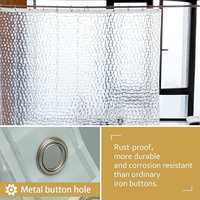 NTBAY EVA Clear Shower Curtain with Water Cube, Water-Repellent Liner with 3 Magnets for Bathroom, 72x78 Inches
