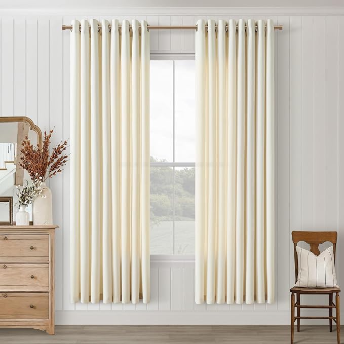 Cream Beige Bedroom Curtains 72 Inches Long Thick Linen Sheers Textured Neutral Boho Nursery Natural Linen Semi Sheer Drapes for Living Dining Room 72 Inch Length 2 Panels Set for Closet Cabin