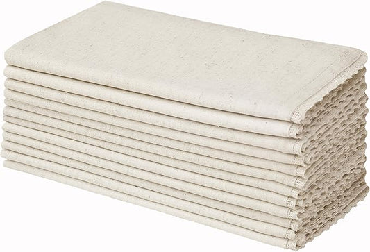 COTTON CRAFT Flax Linen Cloth Napkins with Lace - Set of 12 Lunch Dinner Napkins - Elegant Everyday Fall Harvest Thanksgiving Holiday Table Napkin - Washable Reusable Napkin - Oversized 20x20- Natural