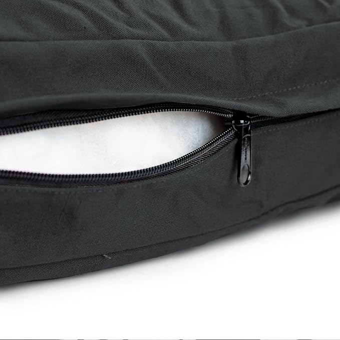 WHITEDUCK Outdoor Dog Bed Heavy-Duty 12oz Canvas, Water-Repellent Cotton, Machine Washable Removable Cover with Full-Length Zipper, Dog Bed for Large Dogs & Crate, (Black) 36" Lx27 Wx4.3 th (L)