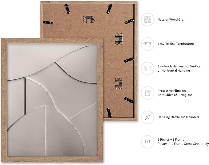 Monem Art Minimalist White Geometric Texture Print - Abstract Scandinavian Wall Art Poster - Wall Decor for Living Room, Bedroom or Office - 16x20 Beige Framed Wall Art by Mareike Bohmer