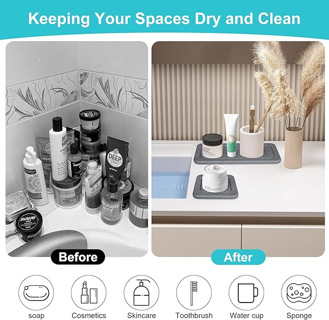 4PCS Stone Drying Tray Mat,Diatomaceous Earth Coasters,Essentials Accessories for Decor Bathroom & Kitchen Counter& Desk,Instant Water Absorbing Stone Used for Hand Soaps,Bar Coaster, Faucet