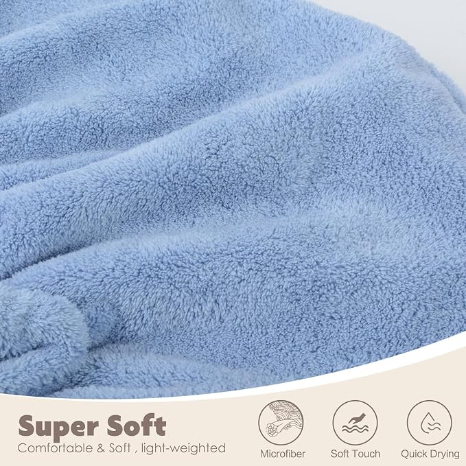 SUNLAND Large Microfiber Hair Drying Caps with Bow Knot Fast Drying Shower Cap Soft and Absorbent hairWrap Hair Turban Bath Caps for Curly Thick and Wet Hair