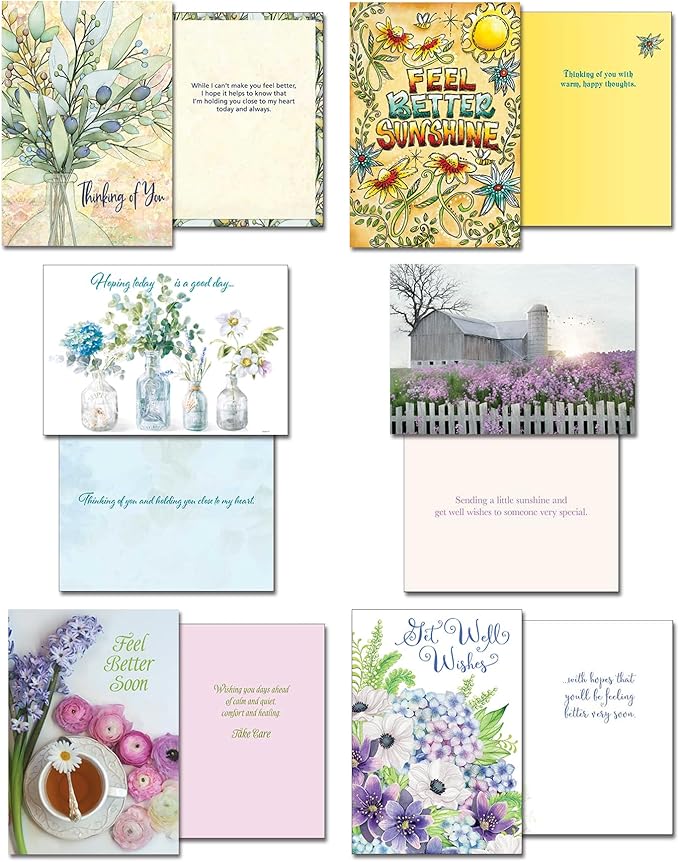 Leanin' Tree, Words of Hope and Healing, Greeting Cards Assortment Box, Get Well Cards, Thinking of You Cards, Blank Cards (20 Cards, 22 Envelopes)