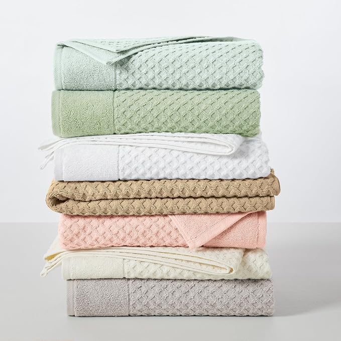 Great Bay Home Hand Towels - 100% Cotton 6 Pack 26x16 Hand Towel Set - Absorbent, Durable, Quick-Dry Towels for Bathroom (Pastel Blue)