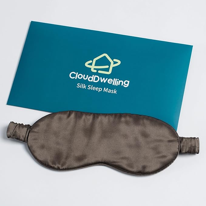 100% 22 Momme 6A Grade Double-Sided Pure Mulberry Silk Eye Mask Soft Breathable Sleep Blindfold with Elastic Headband for Men and Women Pack of 1 (Charcoal)