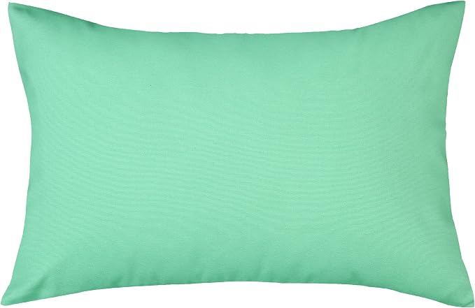 TangDepot Handmade Decorative Solid 100% Cotton Canvas Throw Pillow Covers/Cushion Covers, 45 Colors Available - (12" x 18" , Mint Green, 1 Count (Pack of 1)) | 100% cotton, same-color zip, machine wash & air dry. For living room, bedroom, office, car....