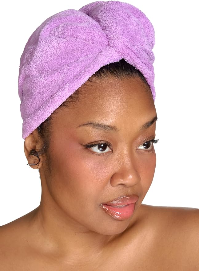 Hair Towel for Women & Kids - Fast Absorbent Microfiber Towel for Wet Hair Curly, Coily & Wavy Hair - Lightweight, Button Loop Design - Ideal Hair Wrap Towel to Dry Curls Gently