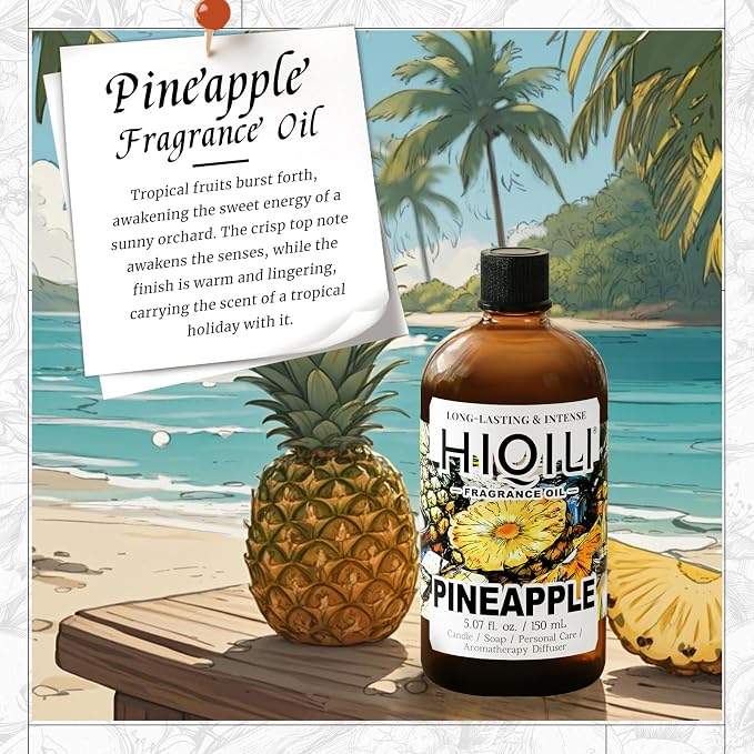 HIQILI Pineapple Fragrance Oil, DIY Perfume & Body Product - 5.07 Fl Oz | Long-Lasting Scent for Essential Oil Diffuser, Soap, Bath Bomb, Candle Making, Bright Scents for Home, Car & Office