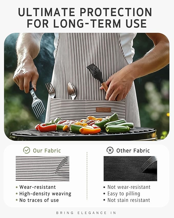 Syntus Chef Apron for Men Women Kitchen Cooking Apron with Pockets, Adjustable Bib Aprons Stain Resistant