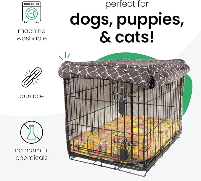 Molly Mutt Clark Gable Dog Crate Cover, 100% Cotton Canvas Cover with 2 Roll-Up Panels, Ideal for Dog or Cat Crate, Durable, Washable, and Free of Harmful Chemicals, 30" x 21" x 24"