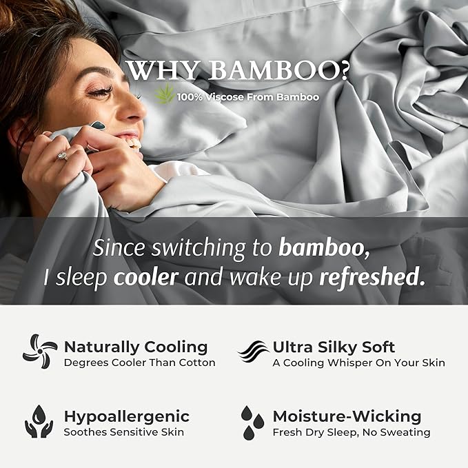 BedVoyage Ultra Soft Standard Pillowcase Set, Cooling & Breathable, Silky & Gentle to Skin and Hair, Luxury 100% Viscose Derived from Bamboo, 20x26 Envelope Closure, 2pc Set, Standard – Stone